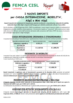 Massimali INPS 2015 CIG-MOBILITA