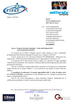 Napoli, 11/02/2015 Spett.li Societ&agrave; di appartenenza delle Atlete in