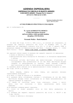 AVVISO ONCOLOGIA 18 M. scad. 2.3.2015