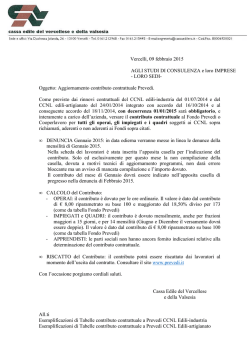 Aggiornamento Contributo Contrattuale Prevedi