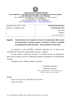 Circolare 274 / 2014 &ndash; 2015 Genova, 17 Febbraio 2015