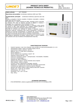PRODUCT DATA SHEET (SCHEDA TECNICA DI
