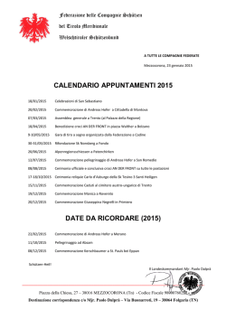 Calendario uscite 2015 - Il mondo degli Schuetzen