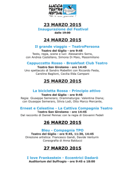 Il programma del Lucca Teatro Festival