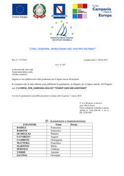 Avviso.n&deg; 107 -Pubblicazione Graduatoria Figure Interne