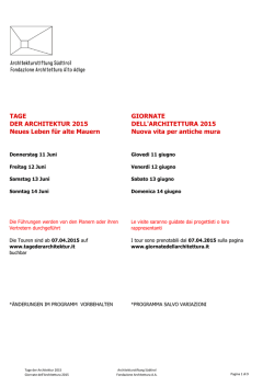 il programma delle Giornate dell`Architettura 2015