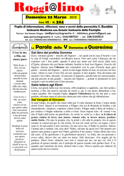 Il Roggialino Calendario liturgico settimanale