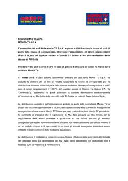 COMUNICATO STAMPA MONDO TV S.P.A. L`assemblea dei soci
