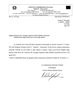 Prot. n. 1277/5g San Severo, 20/03/2015 A tutto il