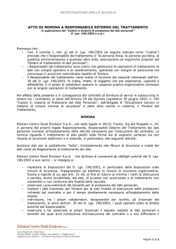 Nomina Responsabile Esterno del Trattamento