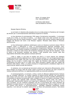 Roma, 25 maggio 2014 Prot. 182/2014 DP/fs Al Ministro della Salute