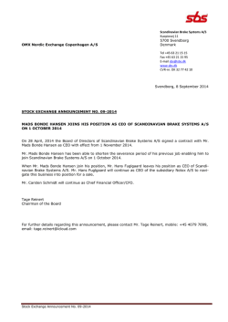 Scandinavian Brake Systems A/S Kuopiovej 11 5700