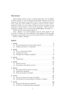 Disclaimer Indice - Home page degli studenti di Matematica