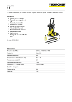 Idropulitrici Dotazione: Dati tecnici