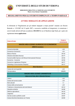 avviso part-time - Universit&agrave; degli Studi di Verona