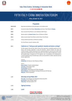 FIFTH ITALY-CHINA INNOVATION FORUM