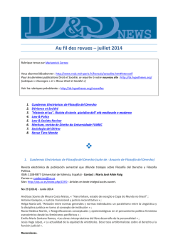 Au fil des revues &ndash; juillet 2014