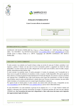 FOGLIO INFORMATIVO - BL 13 - - SANFELICE 1893 Banca Popolare