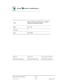 Titolo REGOLAMENTO GENERALE CENTRO TOSCANO