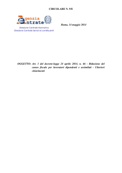 CIRCOLARE N. 9/E Roma, 14 maggio 2014