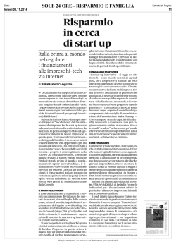 Risparmio cerca di start up - Gruppo Giovani Imprenditori di Prato