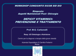 La Chirurgia Bariatrica : il follow up nutrizionale I DEFICIT