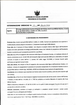 Proroga conferimento Incarico di Esperto del Sindaco alla Dr.ssa