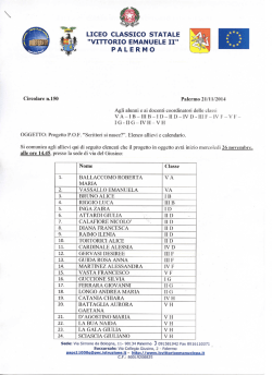 Progetto P.O.F. "Scrittori si nasce ?". Elenco allievi e calendario