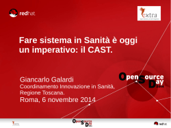 Fare sistema in Sanit&agrave; &egrave; oggi un imperativo: il CAST.