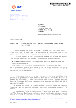 Qualificazione delle Imprese fornitrici ed appaltatrici. N.ro