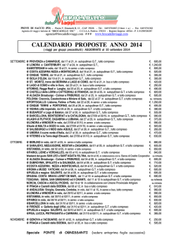 CALENDARIO PROPOSTE ANNO 2014