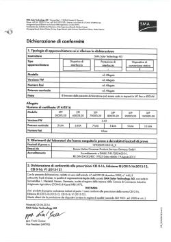 Dichiarazione di conformità alle prescrizioni alla