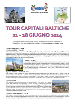 TOUR DELLE CAPITALI BALTICHE da sabato 21 giugno a sabato