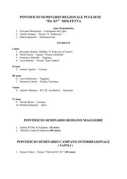 PONTIFICIO SEMINARIO REGIONALE PUGLIESE &ldquo;Pio XI