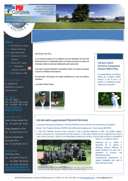 Newsletter - Golf Club Patriziale Ascona
