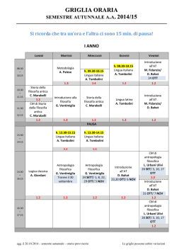 Orario generale semestre autunnale 2014