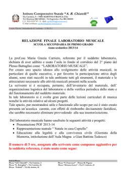 Istituto Comprensivo Statale “A. R. Chiarelli ” RELAZIONE FINALE