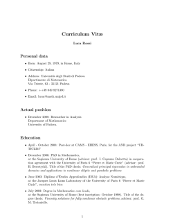 Curriculum Vit&aelig; - Dipartimento di Matematica