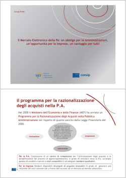 Il Mercato Elettronico della PA: un obbligo per le Amministrazioni, un