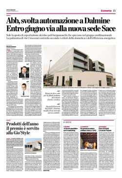 Abb, svolta automazione a Dalmine Entro giugno via alla nuova
