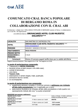Cral COMUNICATO CRAL BANCA POPOLARE DI BERGAMO