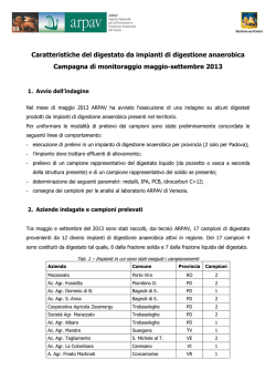 Caratteristiche del digestato da impianti di digestione
