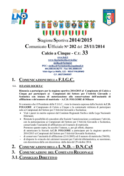 COMUNICATO UFFICIALE N.01