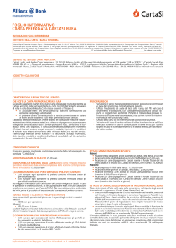 Foglio Informativo Carta Prepagata CartaSi Eura Allianz Bank
