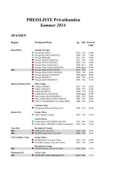 PREISLISTE Privatkunden Sommer 2014