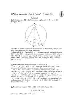 Soluzioni 29^ Gara Matematica "Citt&agrave; di Padova" 29.3.2014