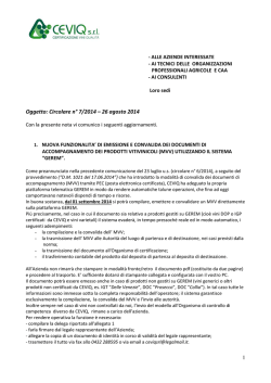Oggetto: Circolare n° 7/2014 – 26 agosto 2014