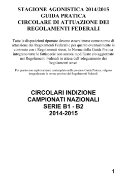 Indizione Campionati B1 e B2 2014/2015