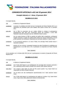 FEDERAZIONE ITALIANA PALLACANESTRO COMUNICATO