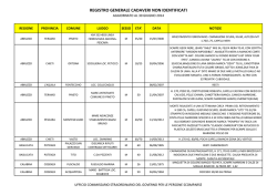 REGISTRO GENERALE CADAVERI NON IDENTIFICATI